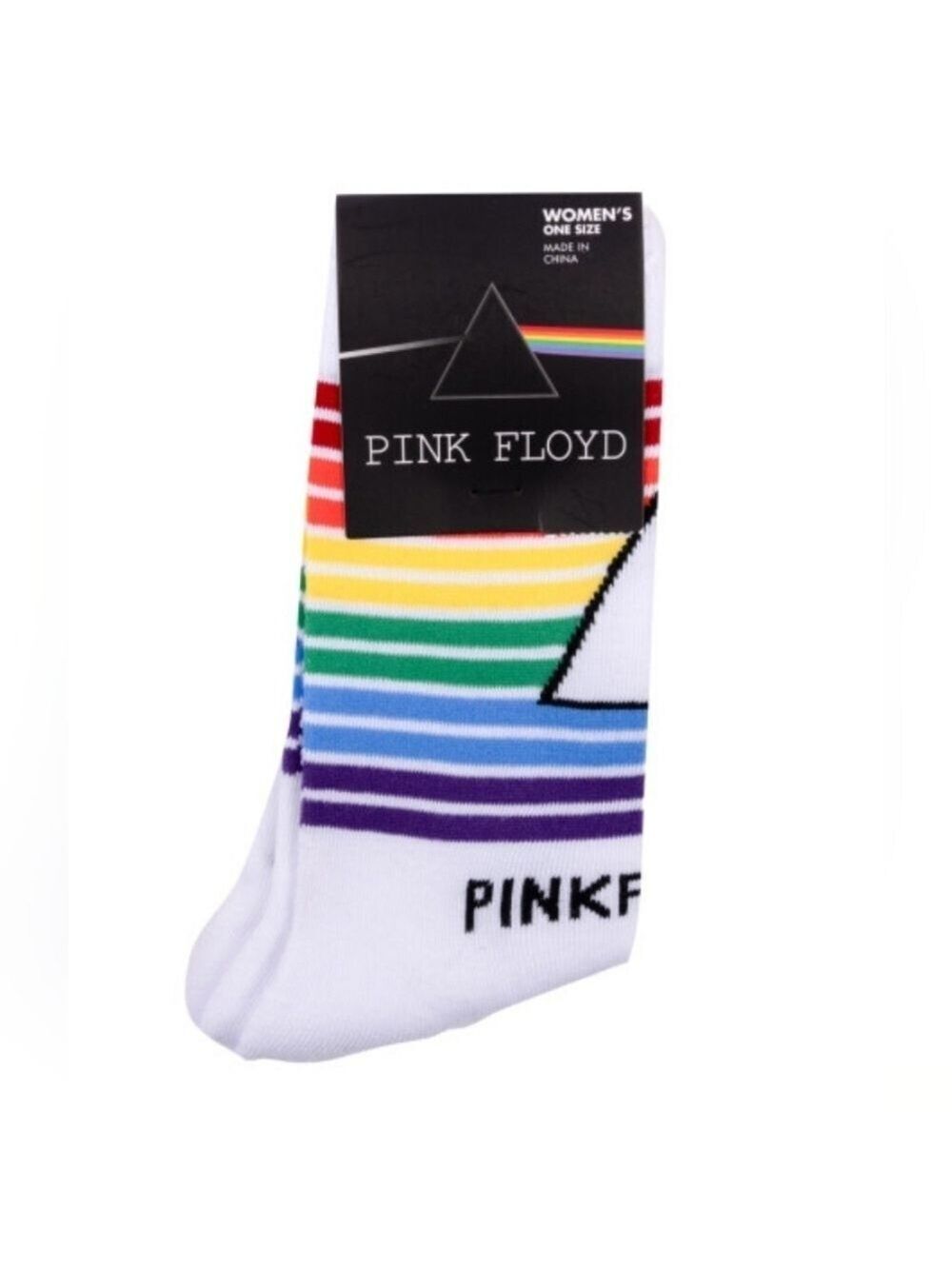 4/$25 Pink Floyd Rainbow Striped Socks New Novelty Unisex Crew Socks